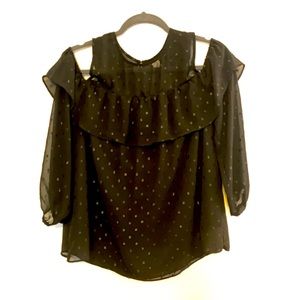 Old Navy - Black with shimmer - cold shoulder top.